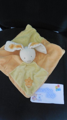Doudou plat lapin beige jaune - doudou,