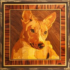 Basenji chien mur photo animal portrait en bois panneau d'art marqueterie...