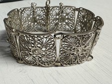 Bracelet Argent Vintage Filigrane En Très Bon État Motifs Fleurs