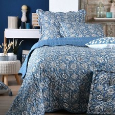 Couvre Lit Boutis Julianne bleu 1m80 x 2m40 avec une taie d'oreiller - MCTISSUS 