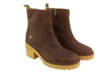 Timberland A25BV Femme `S Bottes EU39/40 Marron Cuir à Talon Vieux Look mi-Haut