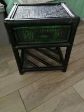 Meuble d'appoint, table de chevet bois et osier