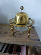 ancien briquet de table sur pied sphere verre doré french antique vintage