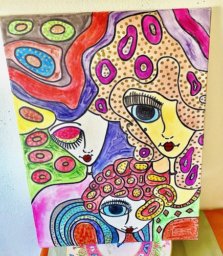 Acrylique art naïf portrait