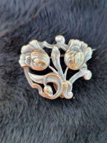 Broche art nouveau fleurs - art,