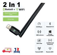 Adaptateur 2 en 1 USB Wifi 600Mbps Double Bande + Bluetooth 5.0 Antenne Externe