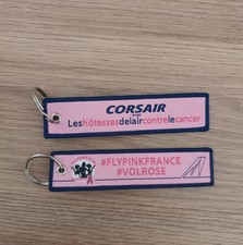 Porte Clé Brodé Avion Flamme