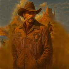 Veste en cuir à franges western country made in Canada homme