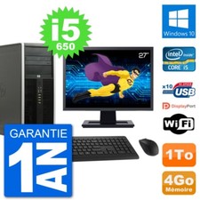 PC Tour HP 8100 Ecran 27" Intel Core i5-650 RAM 4Go Disque 1To Windows 10 Wifi