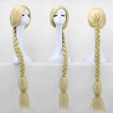 For Cosplay Raiponce Princesse Raiponce Perruque Fête Blond Long tressé+ gratuit