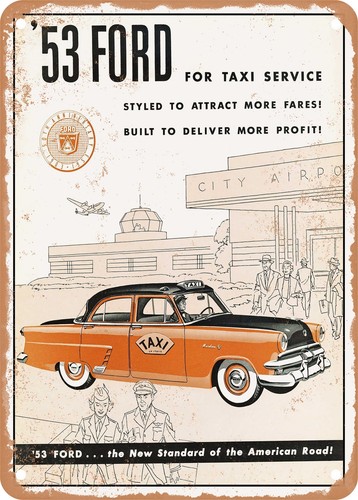 Metal sign 1953 taxi vintage - metal,