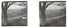 Paysage, rivière, Plaque verre photo stéréo, positif noir & blanc 4,5x10,7 cm