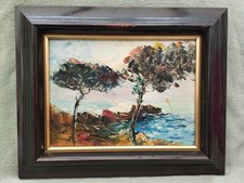 Tableau Peinture Marine Bord De Mer Côte huile Sur Panneau 