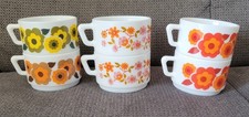 Lot De 6 Ancienne Tasse Arcopal Décor Fleur 4 Lotus Et 2 Florale Vintage