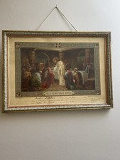 Ancien Certificat Religieux Encadré Communion Solennelle (1935-47)