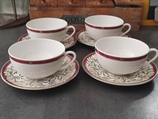 Lot De 4 Tasses  Porcelaine A Thé/ Chocolat Christofle Oceana Rouge Aida