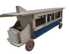 Montrouge Gare de l'Est Grand Autobus Parisien 54Cm Bois Peint France 1920