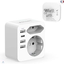 Hoppac Adaptateur Prise Voyage USA,6in1 France vers USA avec 3USB A Et 1USB