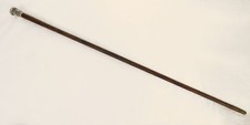 Canne ancienne pommeau argent massif torsadé bois exotique XIXème siècle