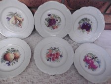 6 ANCIENNES ASSIETTES A DESSERT PORCELAINE"LIMOGES FRANCE"FRUITS DIVERS 21 CM