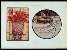 VITRAIL, COQUELICOTS, SOURCE -1910-PHOTOLITHOGRAPHIE, ART NOUVEAU,  GRASSI