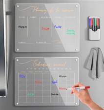 ® Calendrier Magnetique Frigo Transparent x2 + Accessoires - Planificateur He...