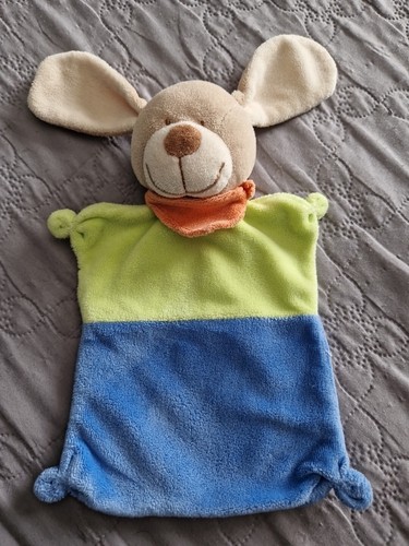 Doudou plat lapin bleu - doudou, vert