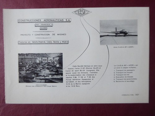 1961 pub avion casa - avion, azor