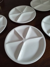 Assiette Le Creuset Fondue Plates X 6  1970s French - Assiettes à Compartiments.
