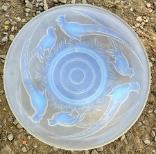 GRANDE COUPE VERRE  OPALESCENT ART DÉCO " AUX OISEAUX "  Verlux France