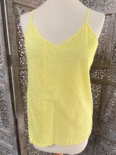 Top débardeur bretelles S lin coton brodé jaune poussin ZARA collection