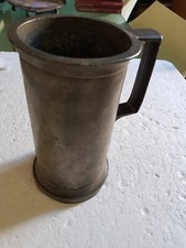 ancienne mesure en étain chope 1 LITRE avec poinçons de café ou épicerie fin XIX