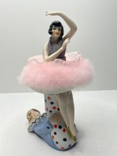 Poudrier porcelaine allemande Art Deco clown danseuse flapper Half doll vanity