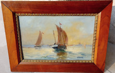 Tableau Ancien Peinture Marine Signé Vernier. Voiliers