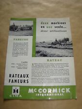 Brochure Prospectus IH Mc Cormick Rateau Faneur no Tracteur SFV Fiat John Deere