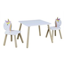 Table & 2 Chaises Enfant "Licorne Lily" 55cm Blanc