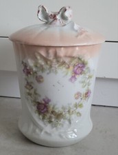 Ancien Pot A Sucre Biscuit Service En Porcelaine Ruban Et Fleur Vintage