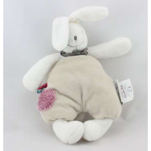Doudou lapin blanc beige - , mauve