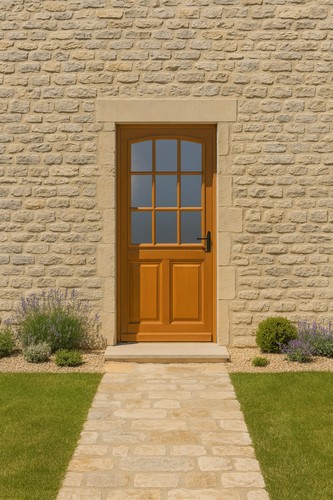 Porte entrée bois vitrée - porte,