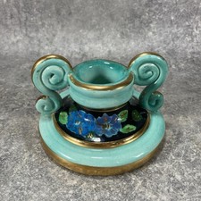 Bougeoir Chandelier KERINA MONACO. 14 LA LXIX. Faïence Fleurs dorure CHABBY CHIC