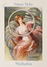 MICHELIN  BIBENDUM TYRE  BY RENAULT  RARE VINTAGE POSTER OF 1913