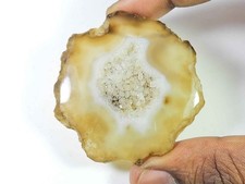 Tranche d'agate solaire druzy