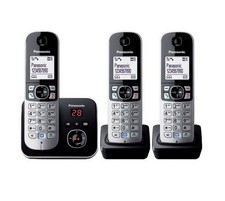 panasonic téléphone sans fil trio dect avec répondeur noir/argent kxtg6823frb 