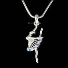 Bleu Ballerine ~ Pointe Danse Avec Cristal Swarovski Ballet Danseuse Collier
