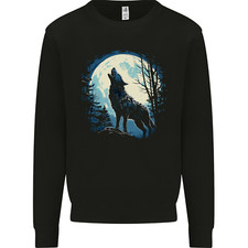 Sweat À Capuche Fantaisie Homme Loup Hurlant Au Clair De Lune