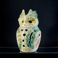Photophore Hibou inhabituelle poterie vernissée Remmy Fils de BETSCHDORF