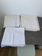 3 Taies D’oreillers Anciennes Broderie Fermeture Par Boutons Linge Retro Vintage