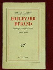 Armand Salacrou, Boulevard Durand, mot de l'Auteur, NRF, 1961