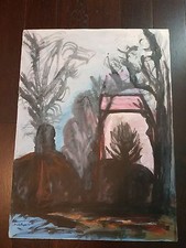 ABSTRAIT  grande  GOUACHE signee MICHEL CHAPUIS cote benezit MONTESSON  85