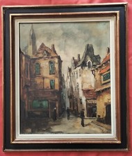 Belle huile 1950  "Vue du vieux Bruxelles "